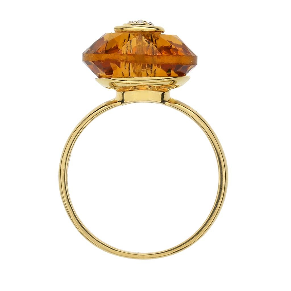 Fancy Citrine Halo & Diamond 14K Ring In Excellent Condition For Sale In Fuquay Varina, NC