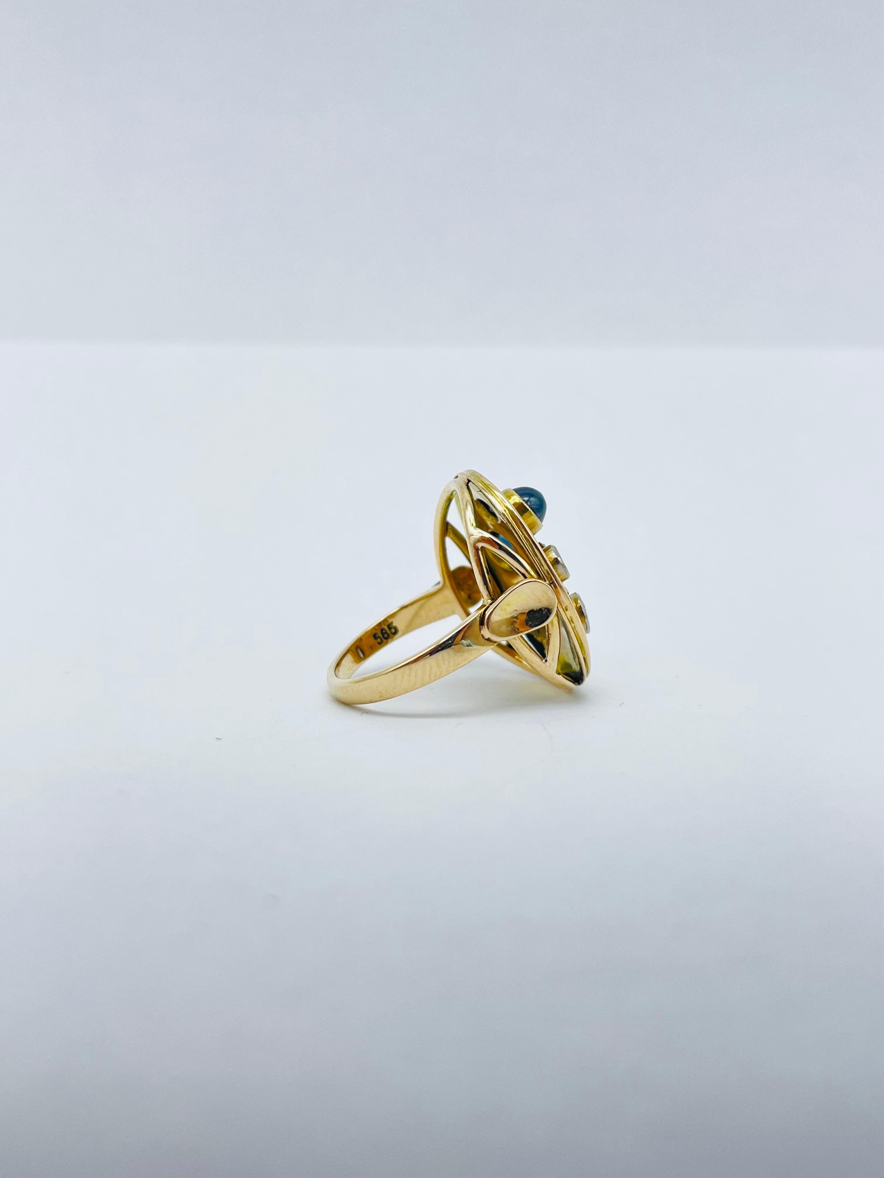 Fancy Cocktail Ring/Garden Ring 14k Gold Ring In Good Condition For Sale In Berlin, BE