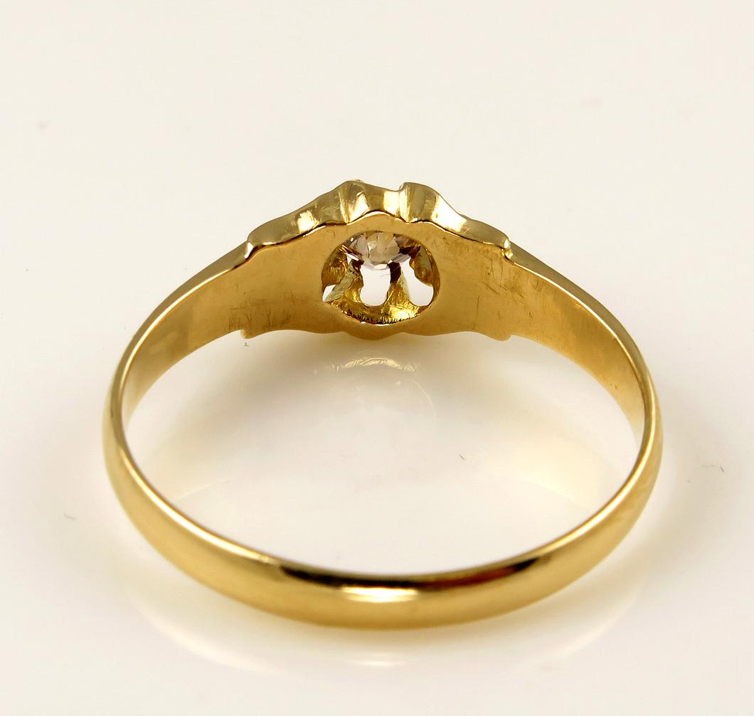 Fancy Cognac Old Mind Cushion Diamond Solitaire Engagement, Wedding Yellow Gold In Good Condition In New York, NY