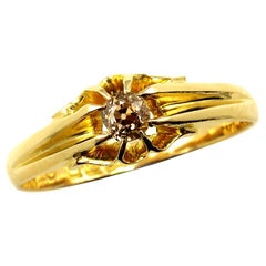 Fancy Cognac Old Mind Cushion Diamond Solitaire Engagement, Wedding Yellow Gold