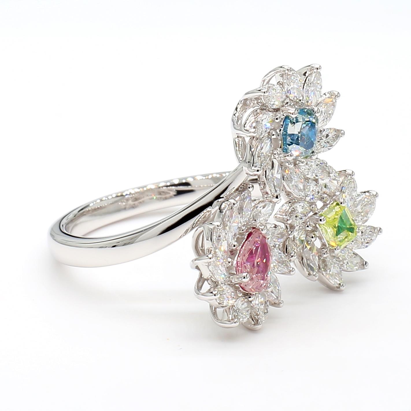 This One-Of-A-Kind fancy color diamond ring is a testament to fine craftsmanship and timeless design. Perfect for those who appreciate the beauty of natural diamonds, this piece offers a rare combination of elegance and individuality. 

3 natural