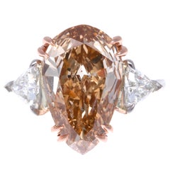 Fancy Color 4.37 Pear Shape Cut Diamond Platinum Ring