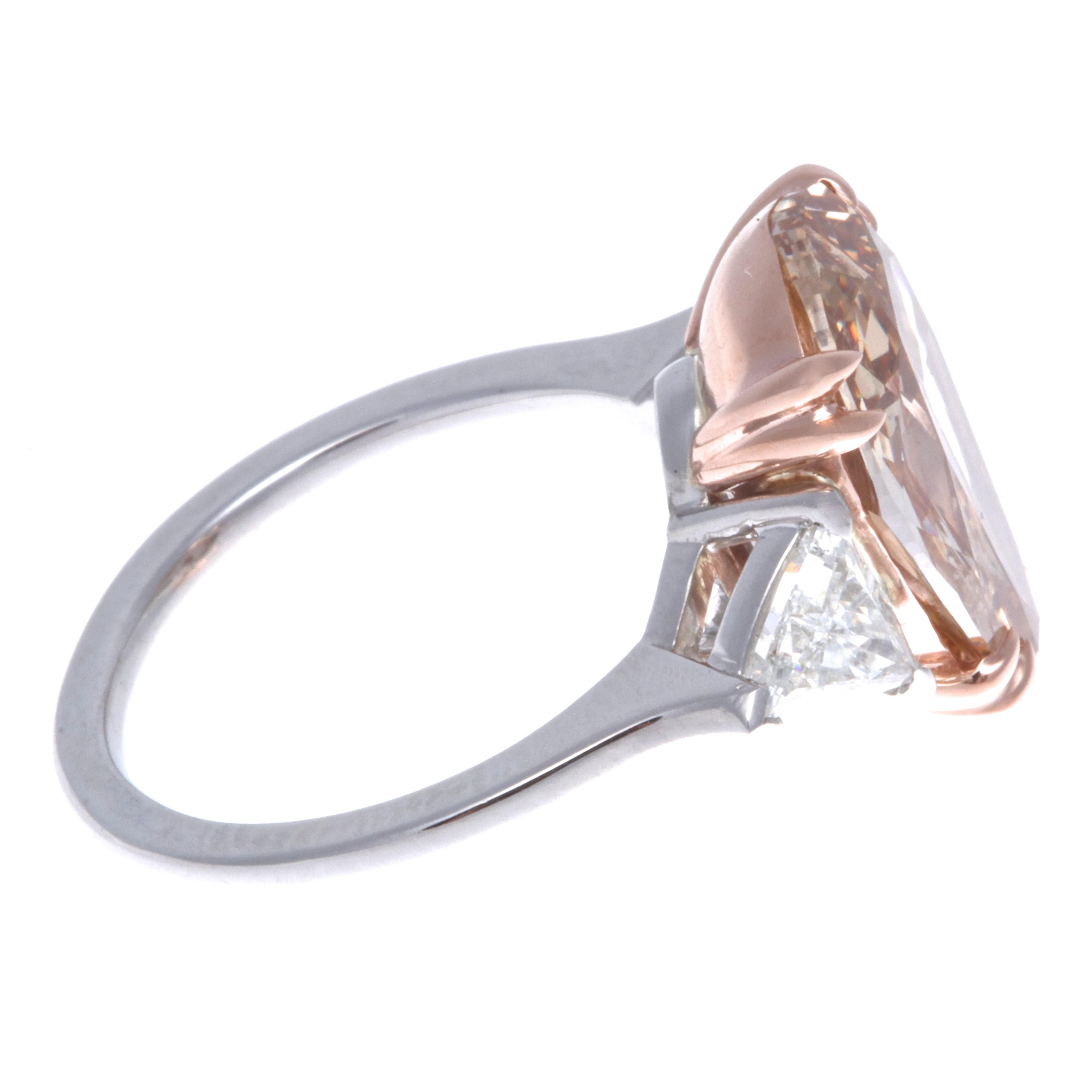 Modern Fancy Color 4.37 Pear Shape Cut Diamond Platinum Ring