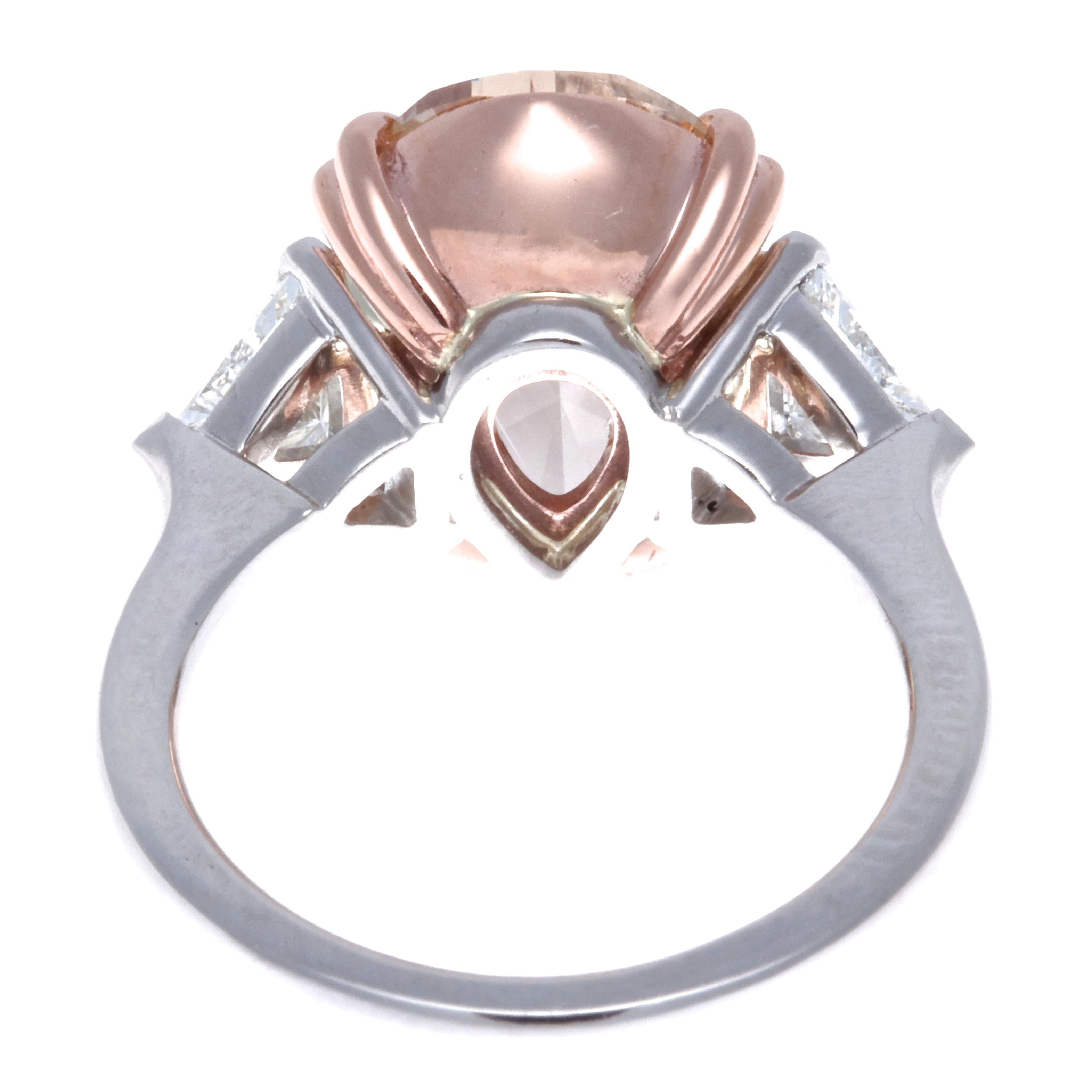 Pear Cut Fancy Color 4.37 Pear Shape Cut Diamond Platinum Ring