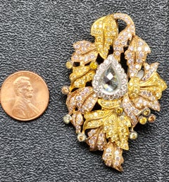 Fancy Color Art Deco Pendant Brooch with Natural Pink and Yellow Diamonds