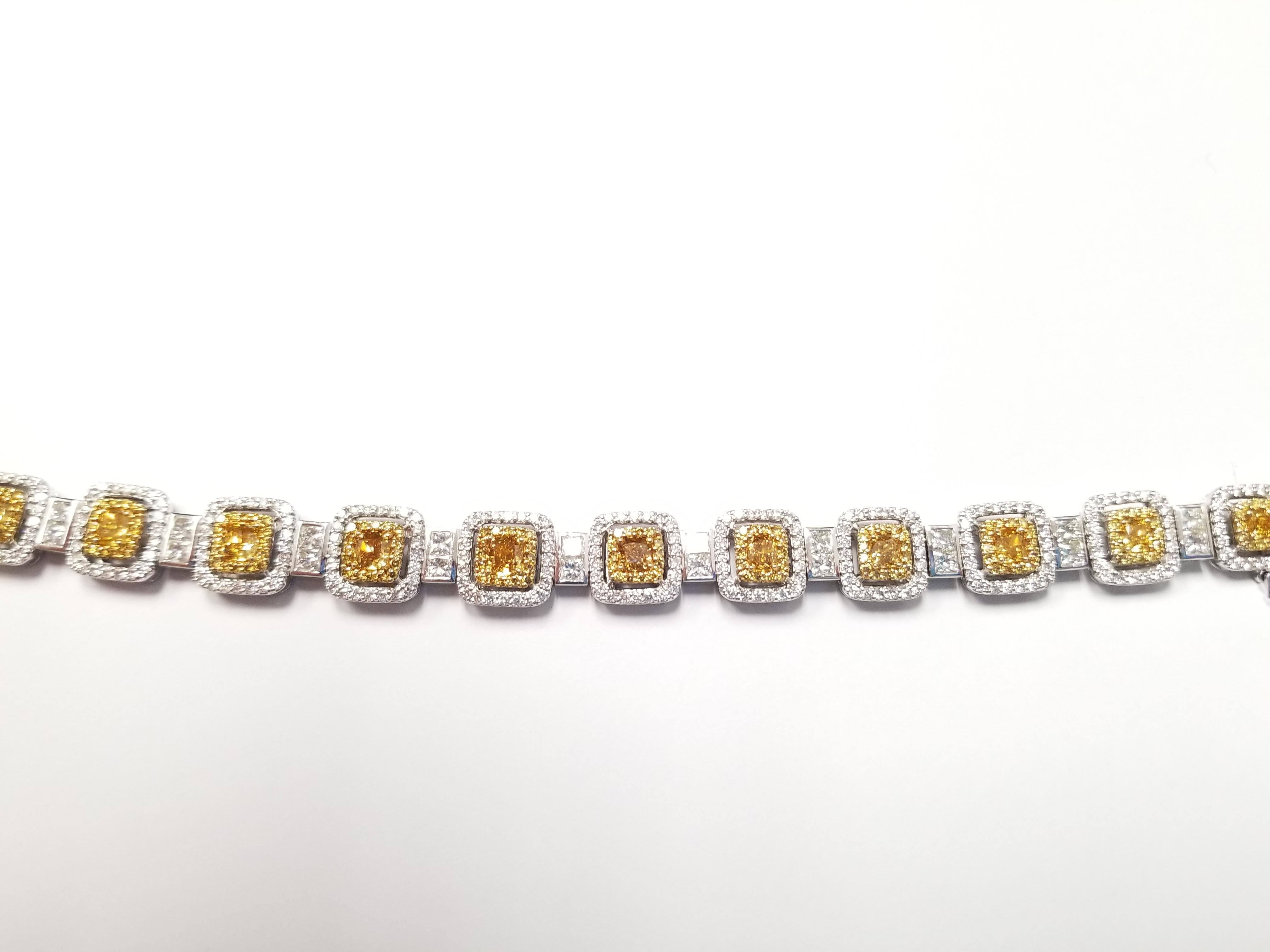 Fancy Color Diamond Bracelet In New Condition In Great Neck, NY