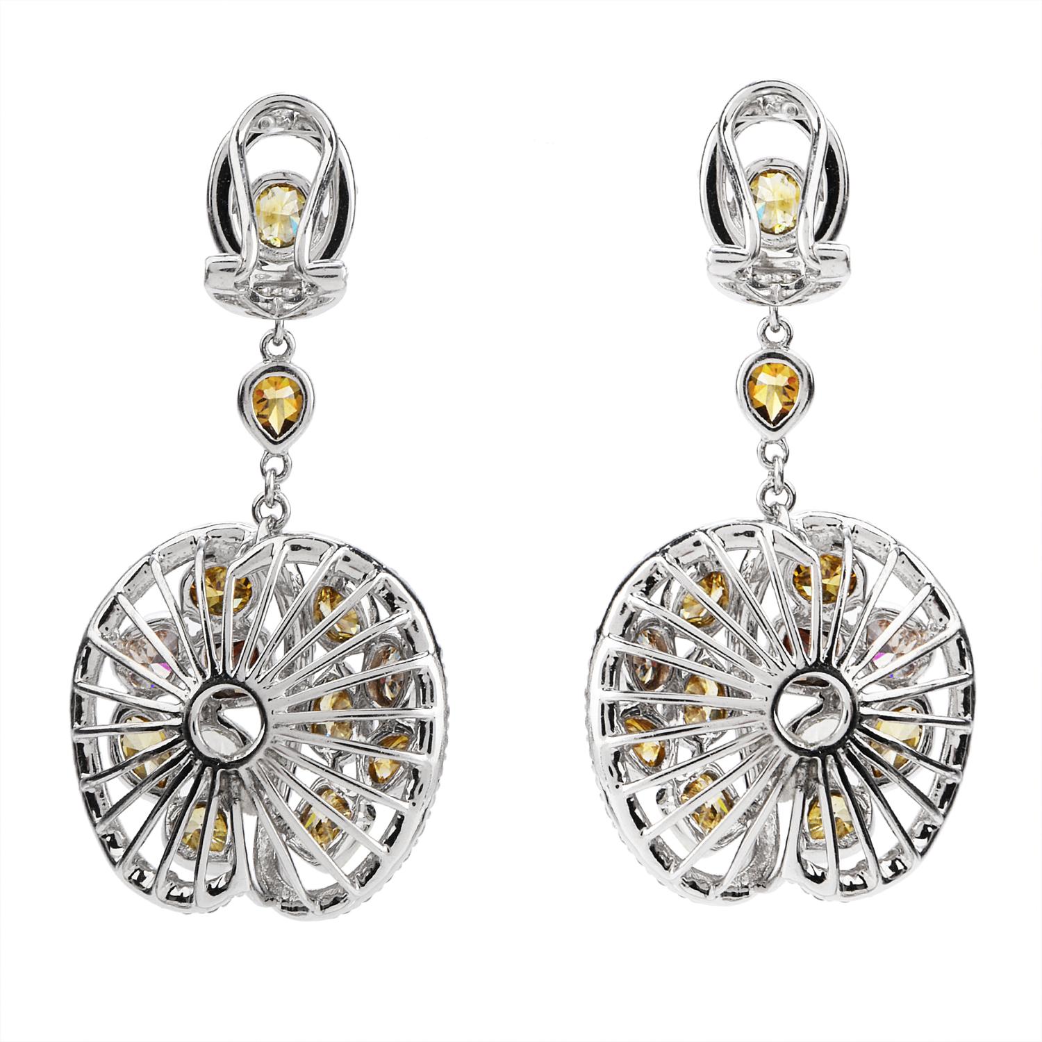 Modern 5.10 carats Fancy Color Diamond Dangel Drop Gold Earrings