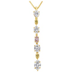 Roman Malakov Fancy Color Diamond Drop Pendant Necklace