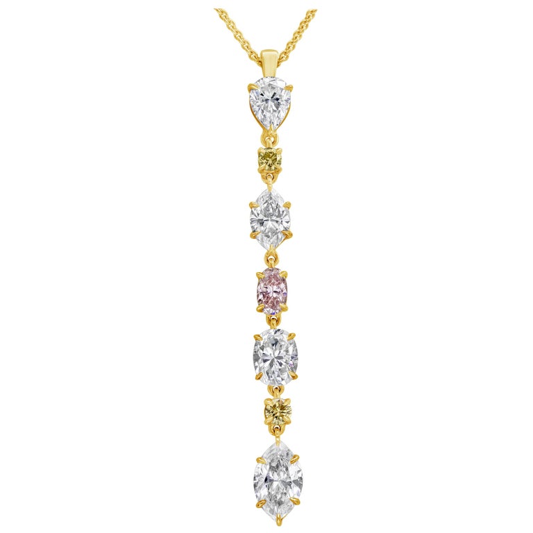 Fancy Color Diamond Drop Pendant Necklace For Sale at 1stdibs