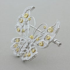 Fancy Color Diamond Gold Butterfly Brooch