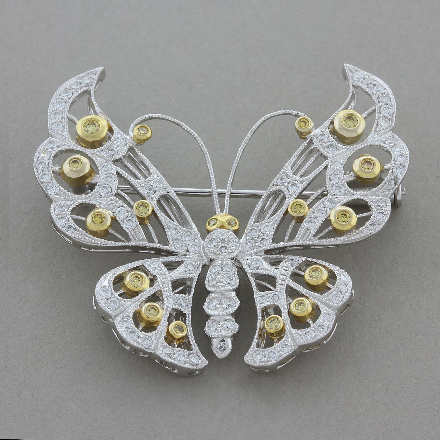 butterfly diamond brooch