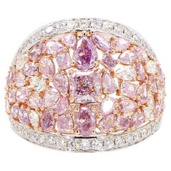 Fancy Color Diamond Pink Cluster Dome Ring Three GIA Cert 18K Gold Intense Pinks