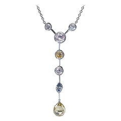 Fancy Color Diamond Platinum Drop Pendant