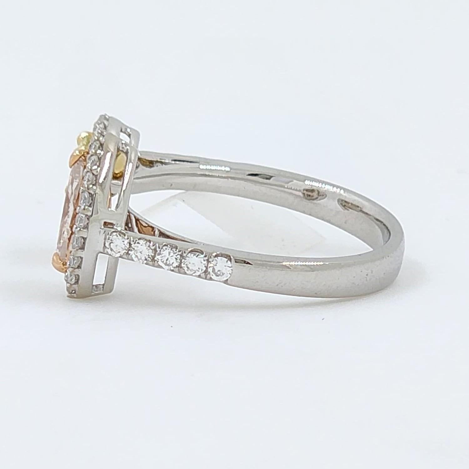Mixed Cut 1.00Ct Pink & Yellow Fancy Color Diamond Toi Et Moi Ring in 18 Karat White Gold For Sale