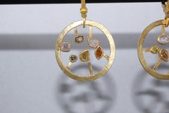 Fancy Color Diamonds 21-22k Gold Dangle Lever-Back Earrings Wedding Jewelry