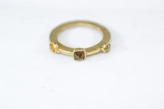 Fancy Color Diamonds Three-Stone 18K Gold Bridal Engagement Ring