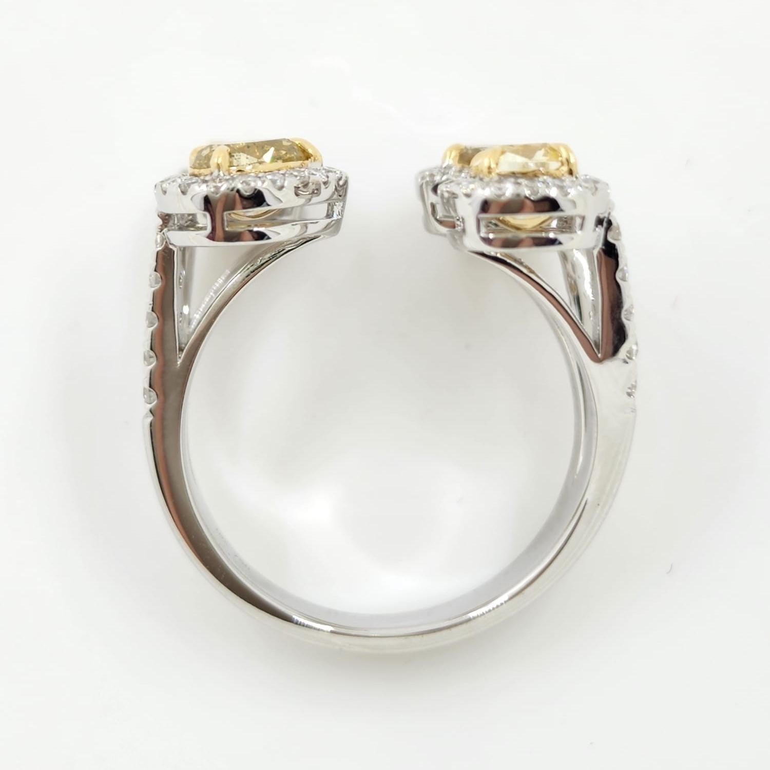 Diamantring aus 18 Karat Weißgold mit Gelb- und Bourbon-Diamant (Zeitgenössisch) im Angebot