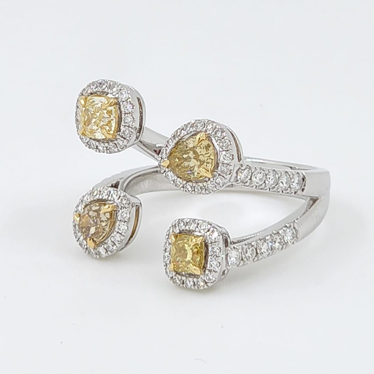 Diamantring aus 18 Karat Weißgold mit Gelb- und Bourbon-Diamant im Zustand „Neu“ im Angebot in Hong Kong, HK