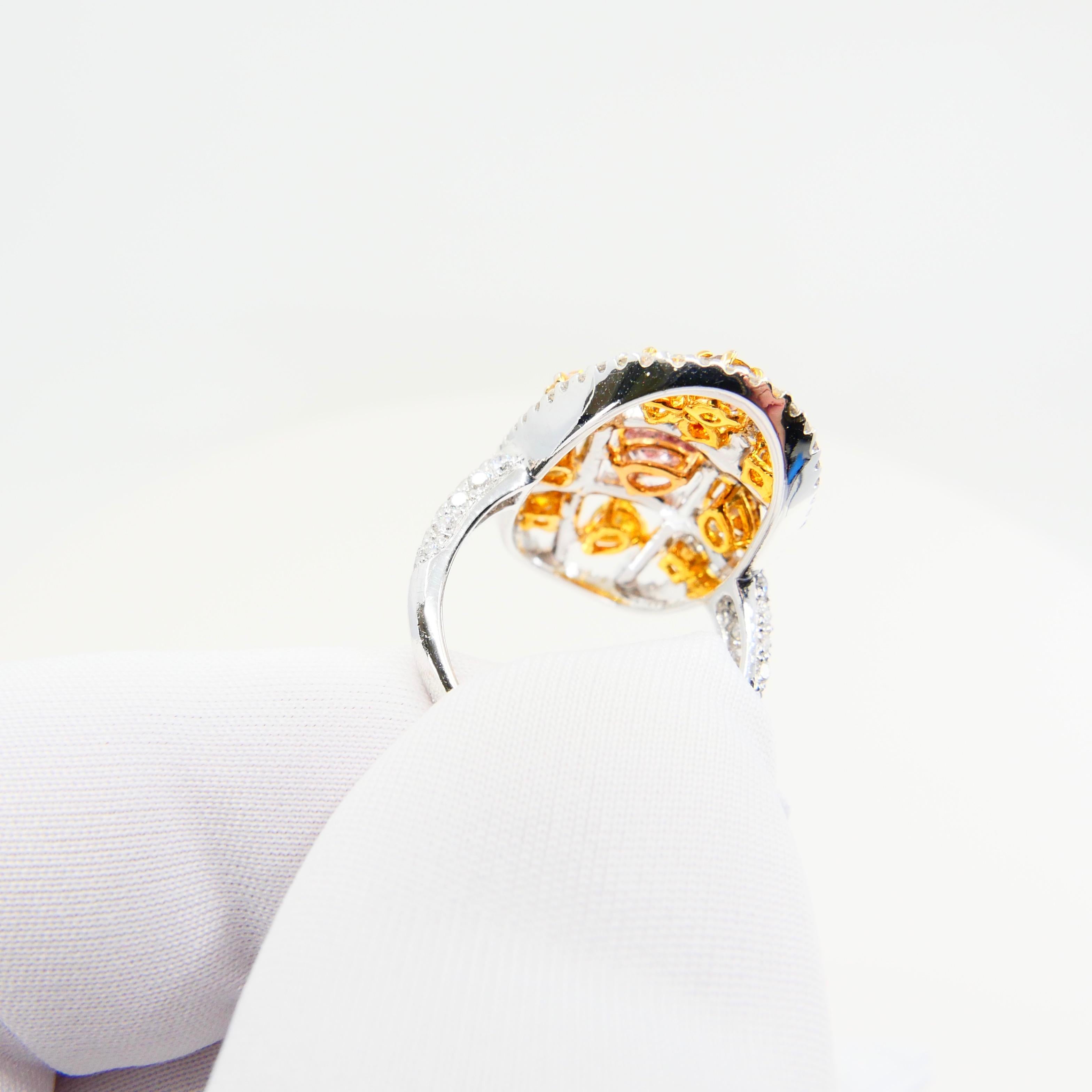 Fancy Color, Fancy Shaped Multicolored Diamond Cocktail Ring, Statement Piece For Sale 3