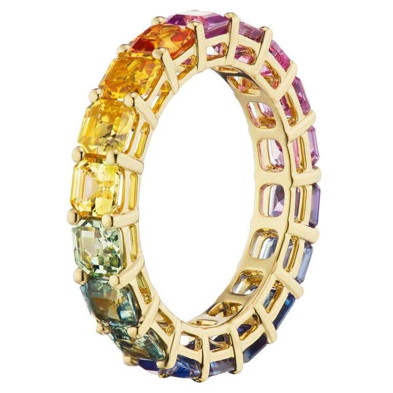 Fancy Color Sapphire Eternity Band In 18K Yellow Gold By RayazTakat at ...