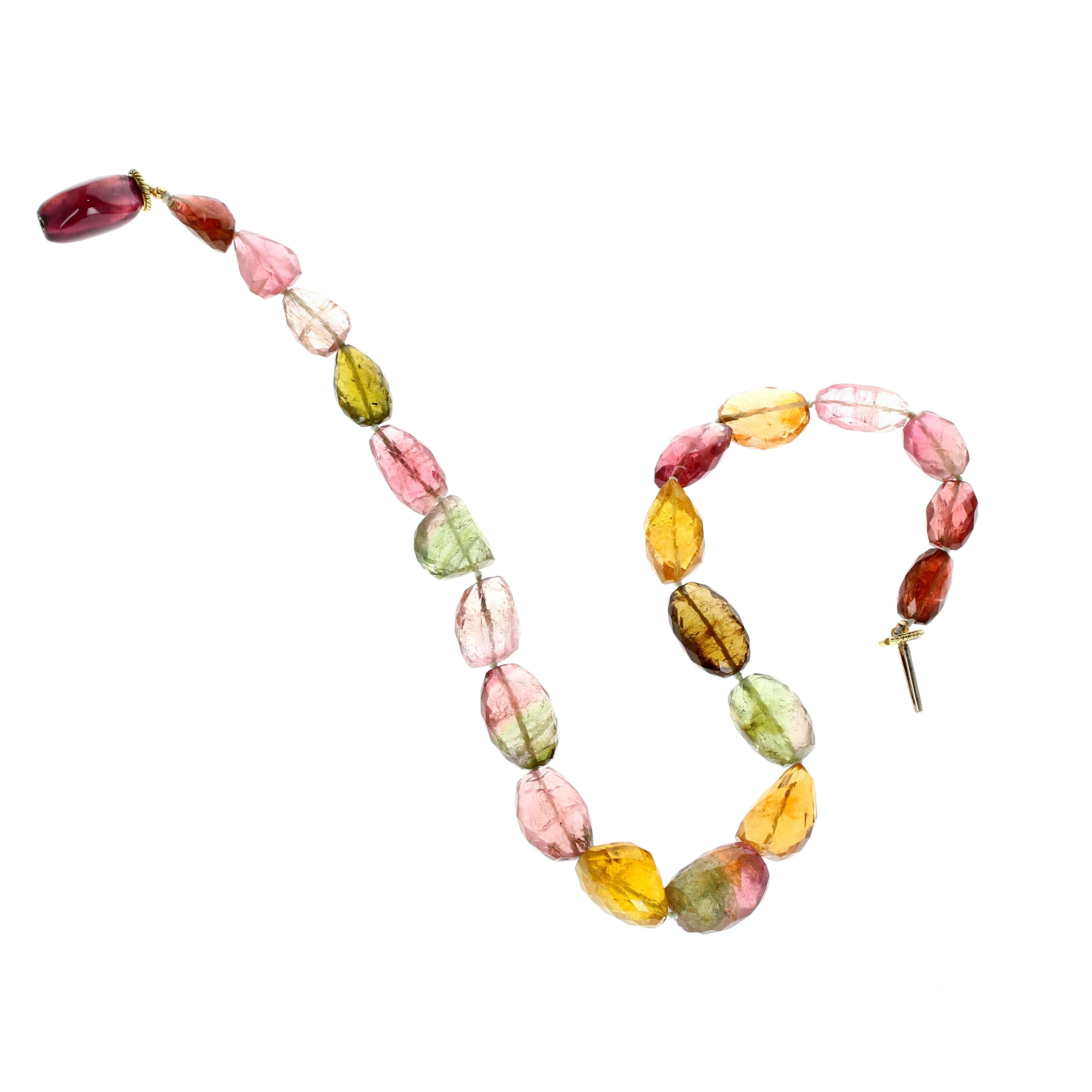 Fancy Farbe Turmalin Perle Gelbgold Halskette im Zustand „Hervorragend“ im Angebot in New York, NY