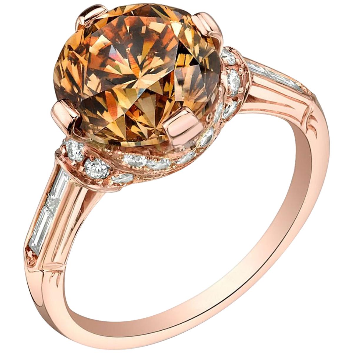 Neil Lane Couture Fancy Colored Diamond, 18K Rose Gold Ring For Sale