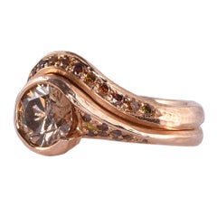Fancy Colored Diamond 18K Wedding Set