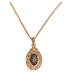 Fancy Colored Diamond and Rose Gold Pendant Necklace on Double Link Chain