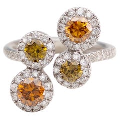 Fancy Colored Diamond Cocktail Ring in 18K White Gold