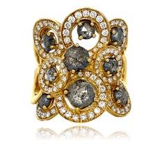 Fancy Colored Diamond Cocktail Ring in 18KY Gold