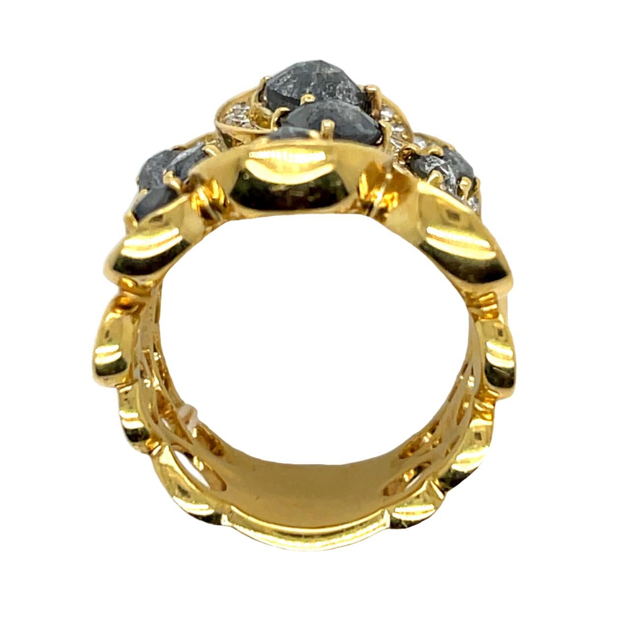 Fancy Colored Diamond Cocktail Ring in 18KY Gold For Sale 1