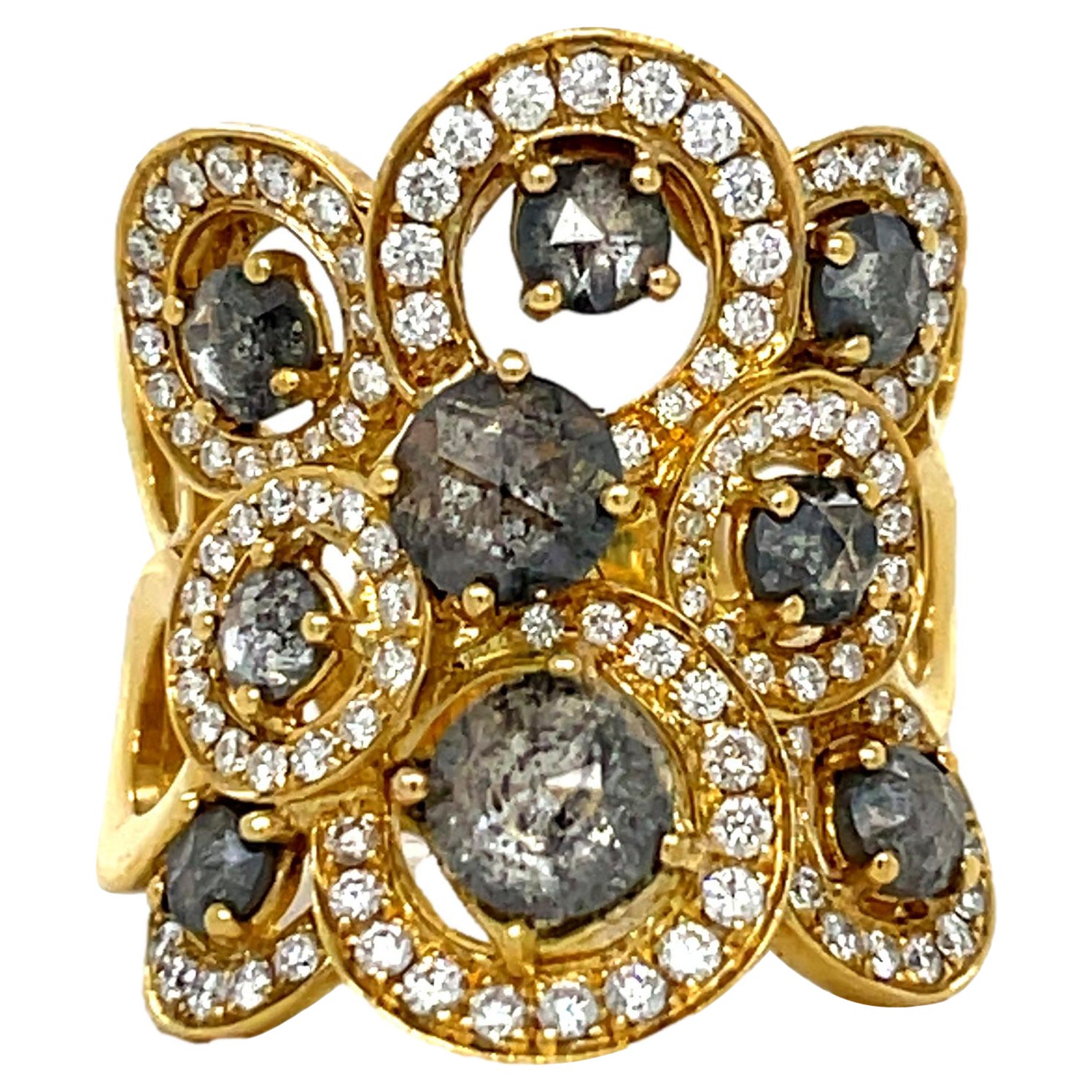 Cocktailring aus 18KY Gold mit farbigem Fancy Colored-Diamant im Angebot