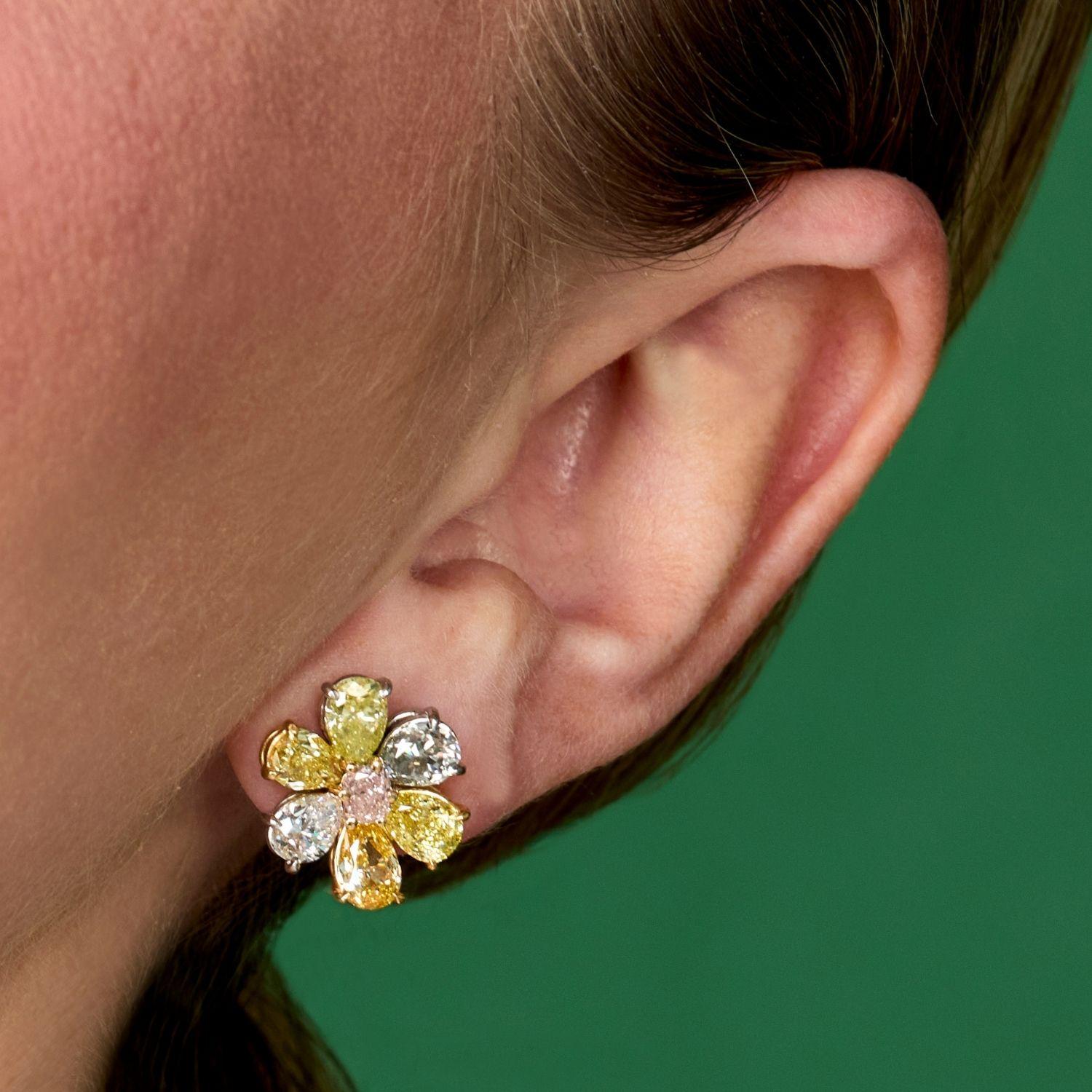 Fancy Colored Diamond Earrings For Sale 5