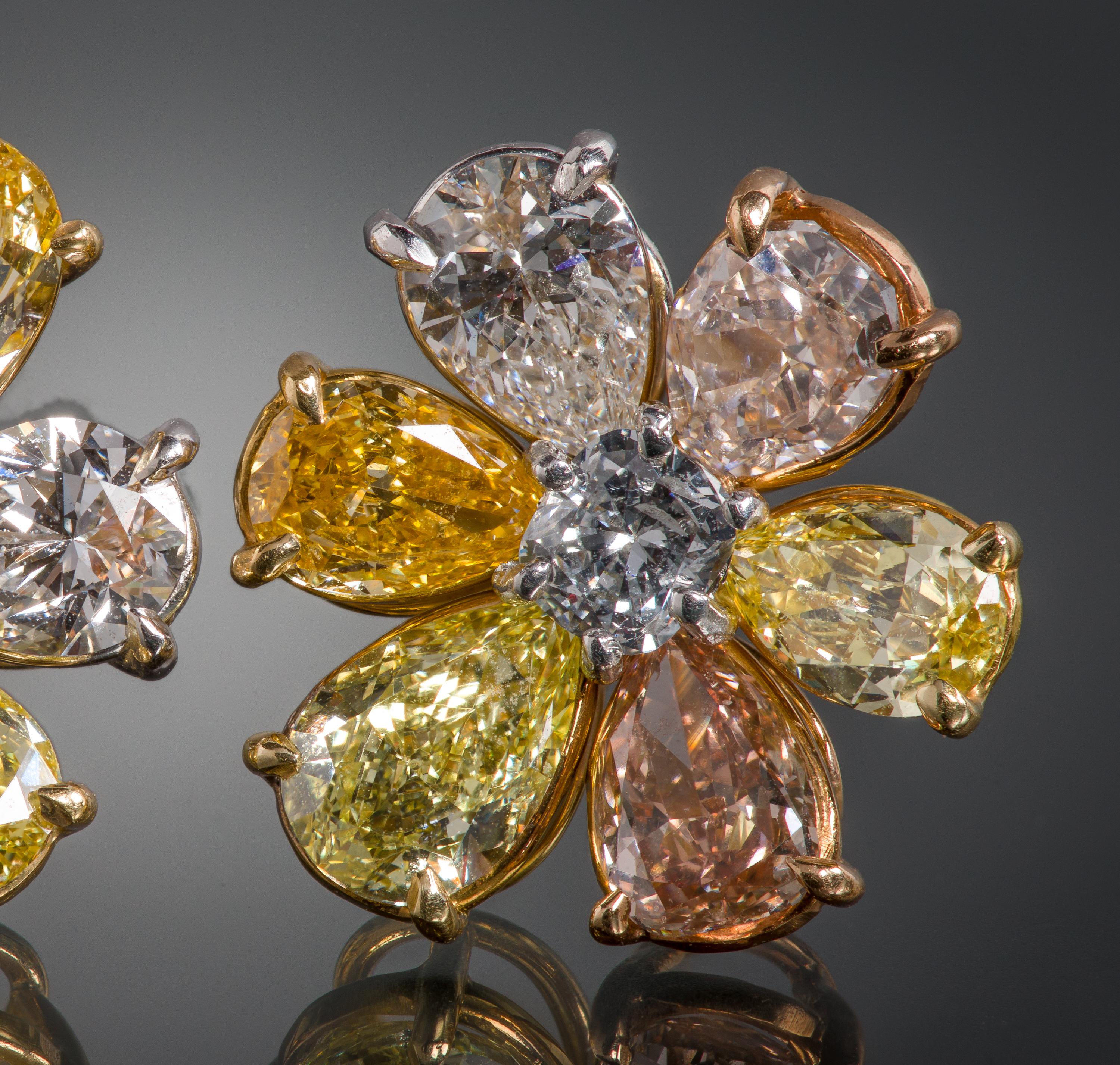 Fancy Colored Diamond Earrings In Excellent Condition For Sale In Weston, MA