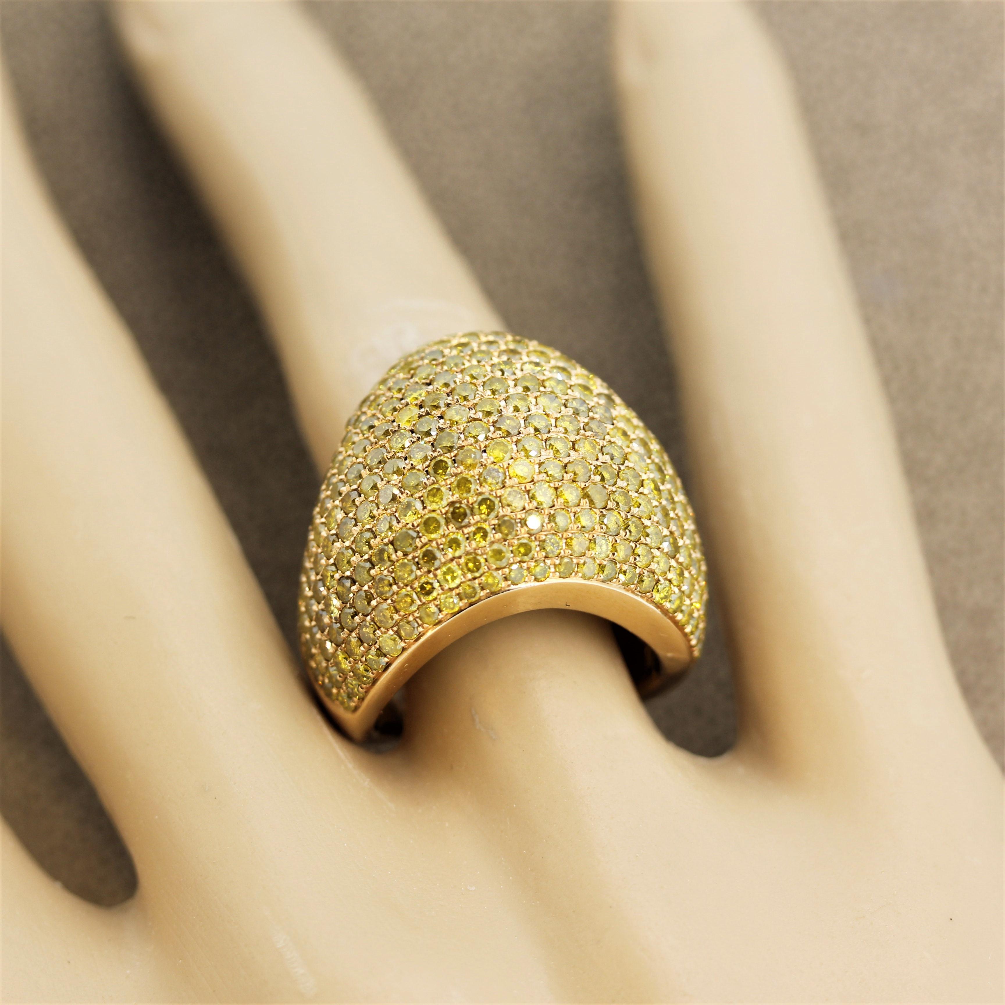 Fancy Colored Diamond Gold Cocktail Ring For Sale 3