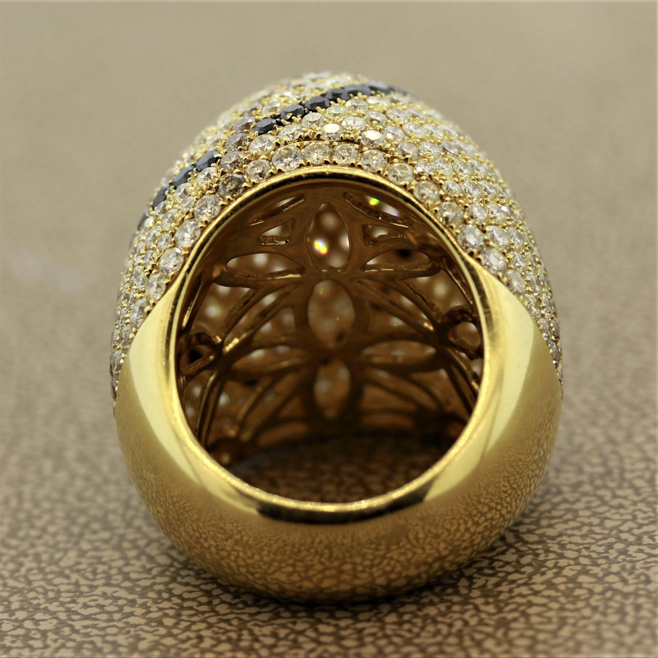 Women's Fancy Colored Diamond Gold Dome Cocktail Ring For Sale