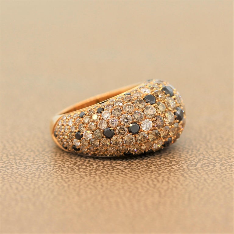 Fancy Colored Diamond Gold Dome Ring Band For Sale at 1stDibs