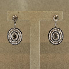 Fancy Colored Diamond Gold Target Drop Earrings