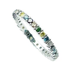 Fancy colored diamond ring 18KT white gold eternity color diamond ring blue Fancy colored diamond ring 18KT white gold eternity color diamond ring blue