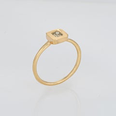 Fancy Colored Diamond Ring Sz 6.75 Square Stacking Band 14k Yellow Gold Jewelry