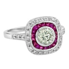 Fancy Colored Diamond Ruby Cocktail Ring