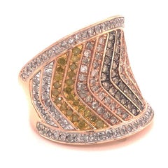 Fancy Colored Diamond Saddle Ring, 10k Rose Gold