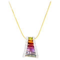 Fancy Colored Gemstones 2.80 Carats Pendant with Diamonds 18K Gold
