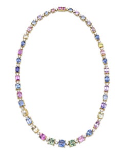 Fancy Colored Sapphire Necklace, 57.39 Carats