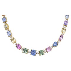 Fancy Colored Sapphire Necklace, 57.39 Carats