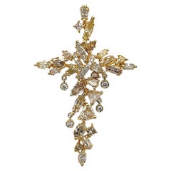 Fancy Colour Diamond 'Cross of Thorns' Brooch and Pendant by Dilys'