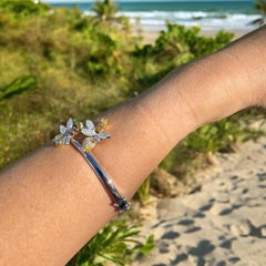 Fancy Coloured Diamond Bee Bangle in 18 Carat Gold