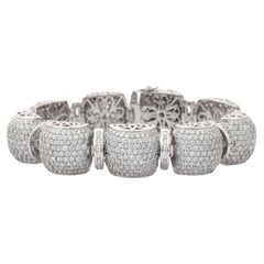 Fancy Cubic Zirconia Wide Wedding Bracelet for Women in Sterling Silver