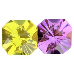 Fancy Cut Amethyst Citrine Gemstone Reverse Pair: February Birthstone