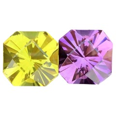 Fancy Cut Amethyst Citrine Gemstone Reverse Pair: February Birthstone